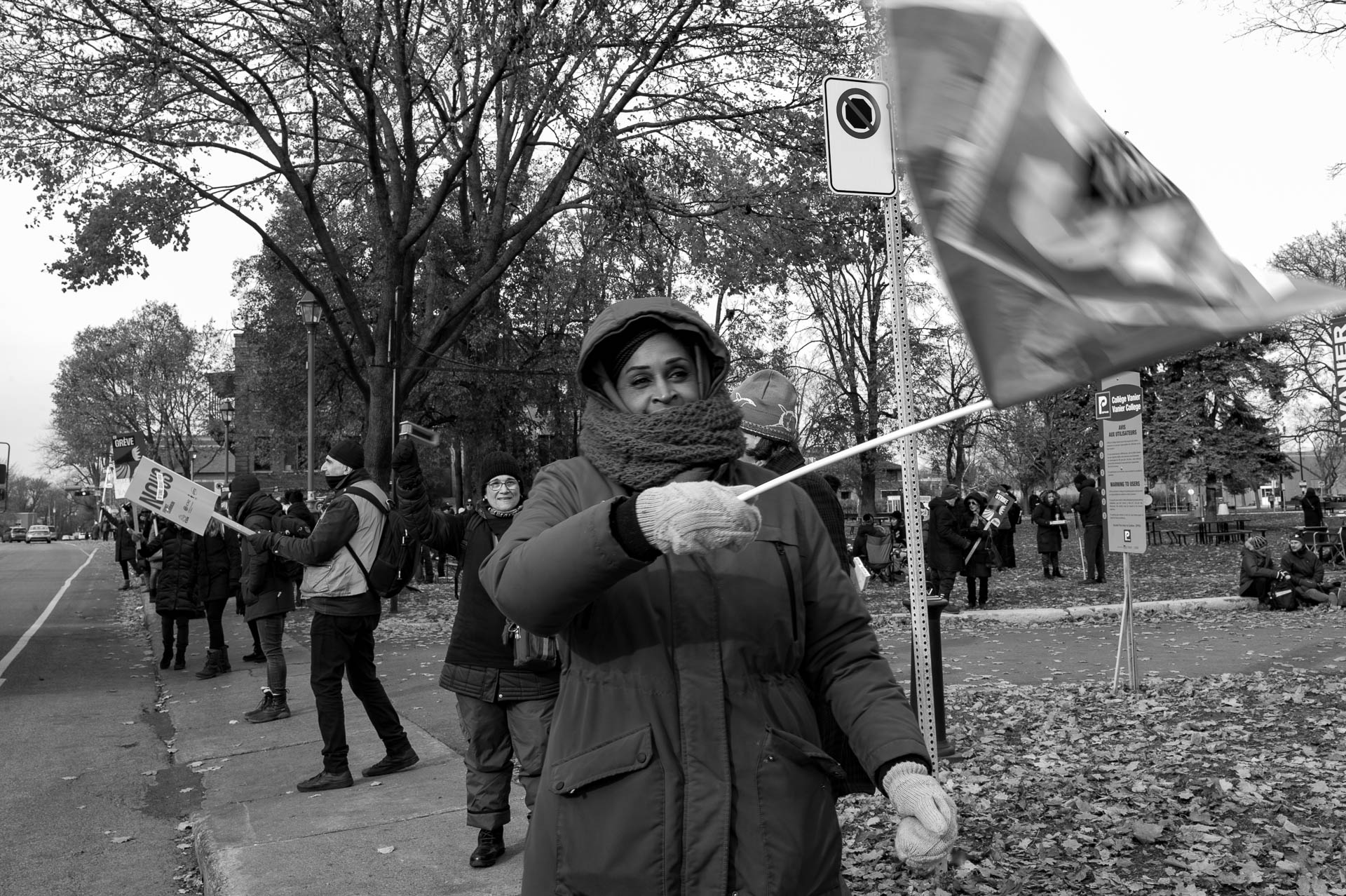 candid black & white photo from strike